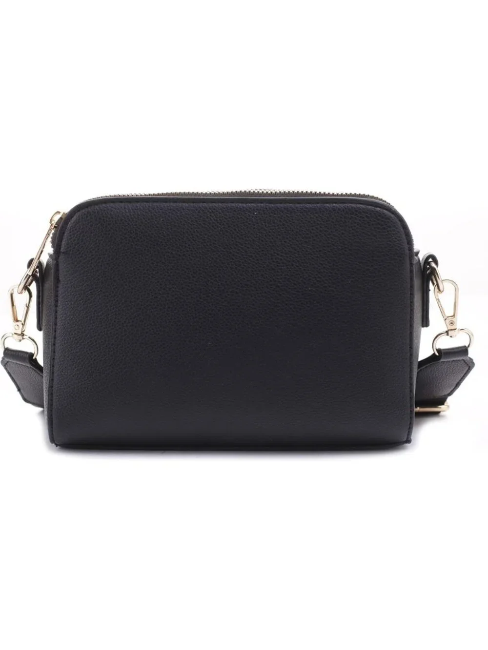 Women's Black Trendy Triple Zip Small Crossbody Bag Purse with Guitar Strap